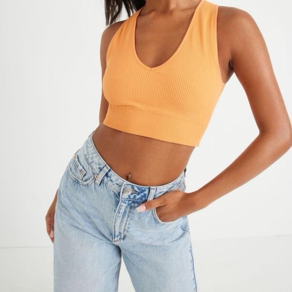 GARAGE women’s orange V neck tank top Crop-Top - S - Picture 1 of 5